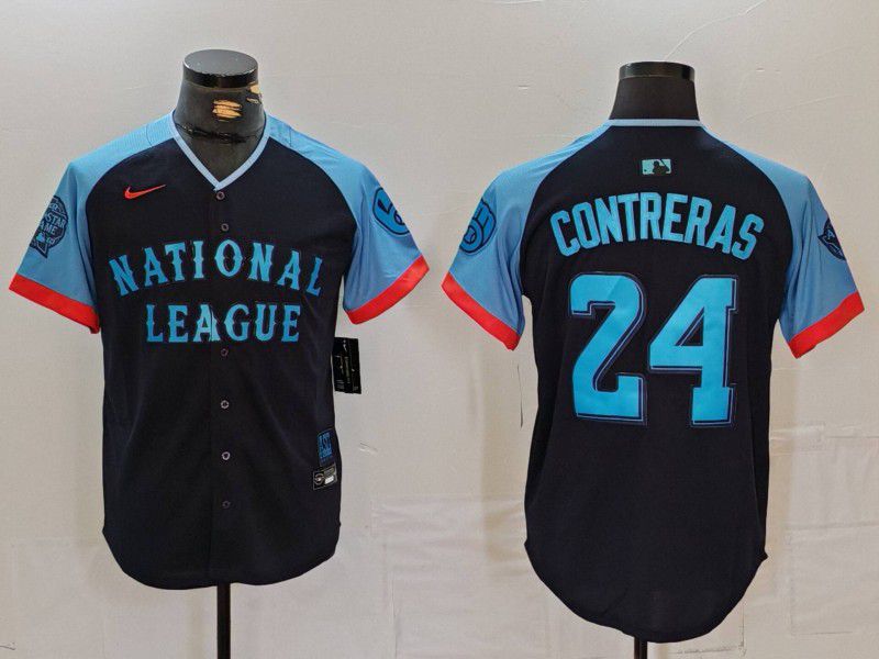 Men Milwaukee Brewers #24 Contreras Blue All star 2024 Nike MLB Jersey style 4